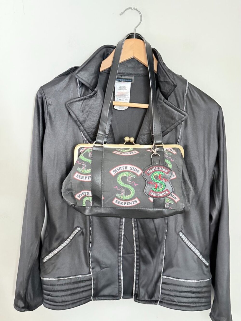 Riverdale South Side Serpents Jacket & Matching Handbag Set Black